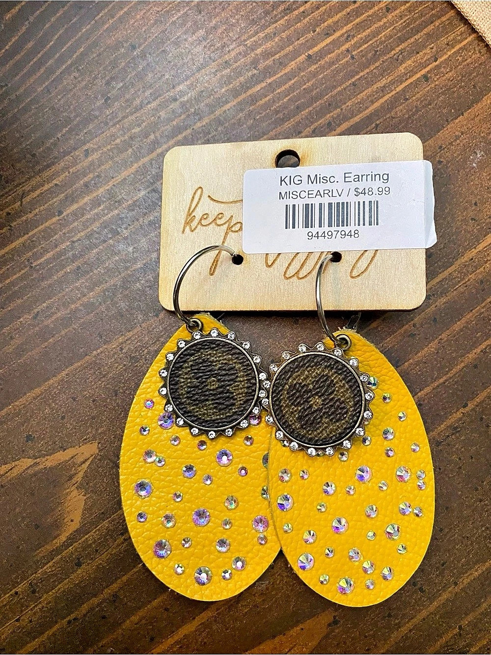 Keep it gypsy Rhinestone Yellow & Black Earrings NWT